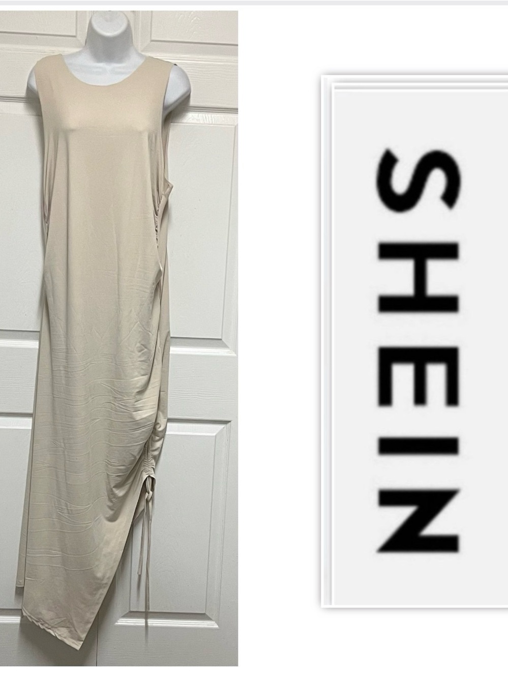 SHEIN Beige Sleeveless Midi Dress
